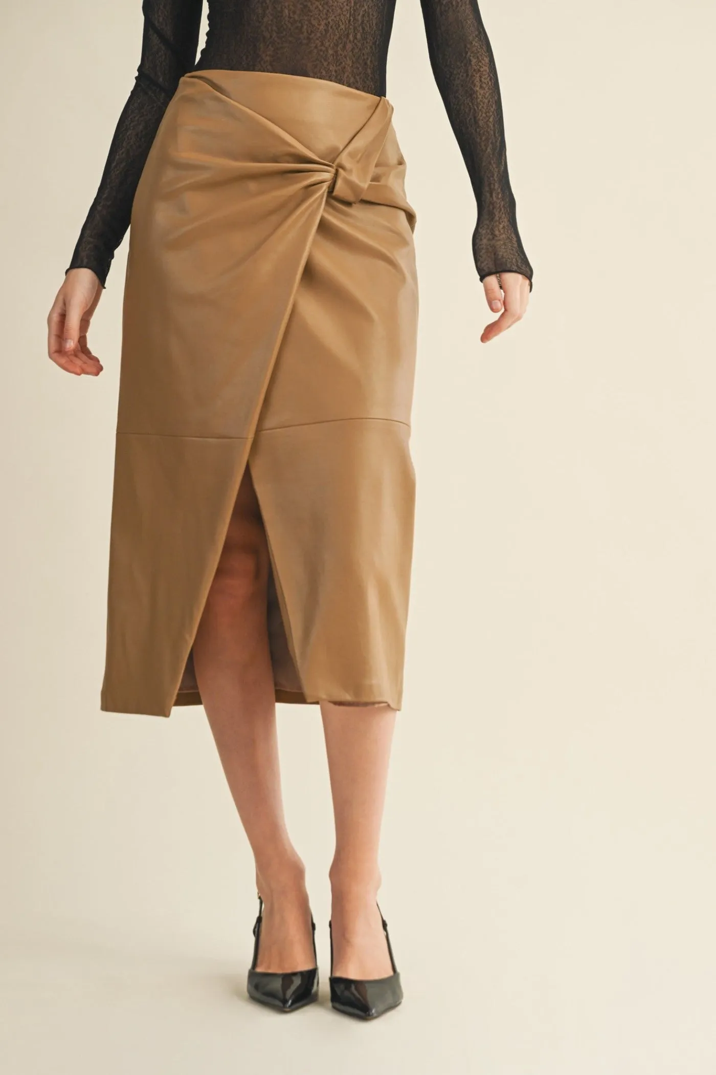 Polished Look Seamless construction ABIGAIL WRAP MIDI SKIRT