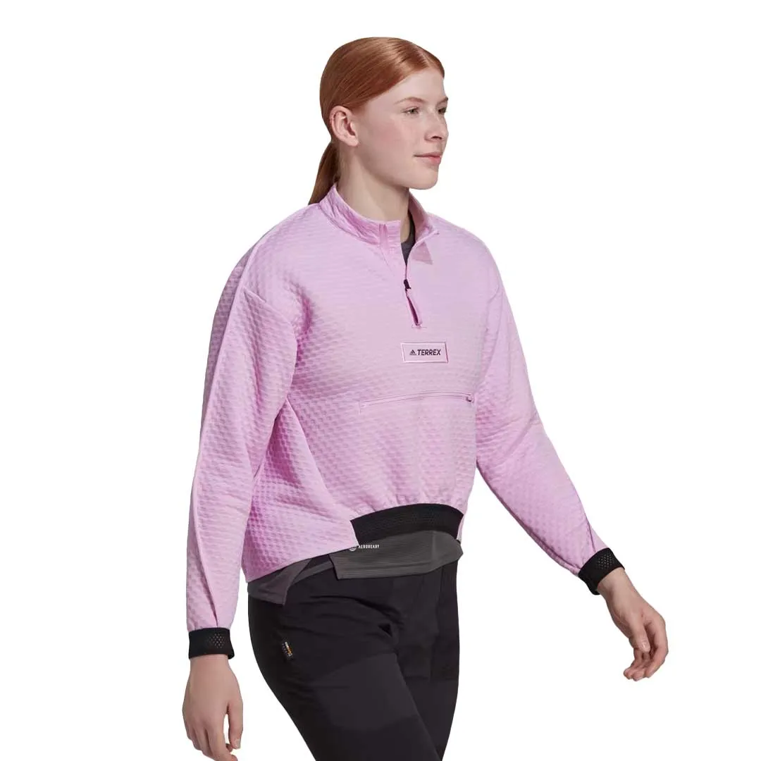 adidas - Women's Terrex Hike 1/2 Zip Fleece Pullover (HH9276) Reflective Trim Refined Casual