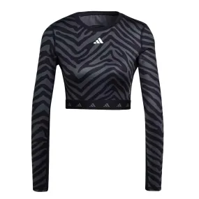 Eco Nice Easy Care Finish adidas - Women's Techfit Crop Long Sleeve Zebra T-Shirt (IB3609)