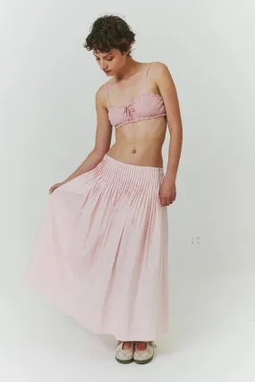 Casual Moments Cruise Attire Baby Pink Uni Pleated Midi Skirt