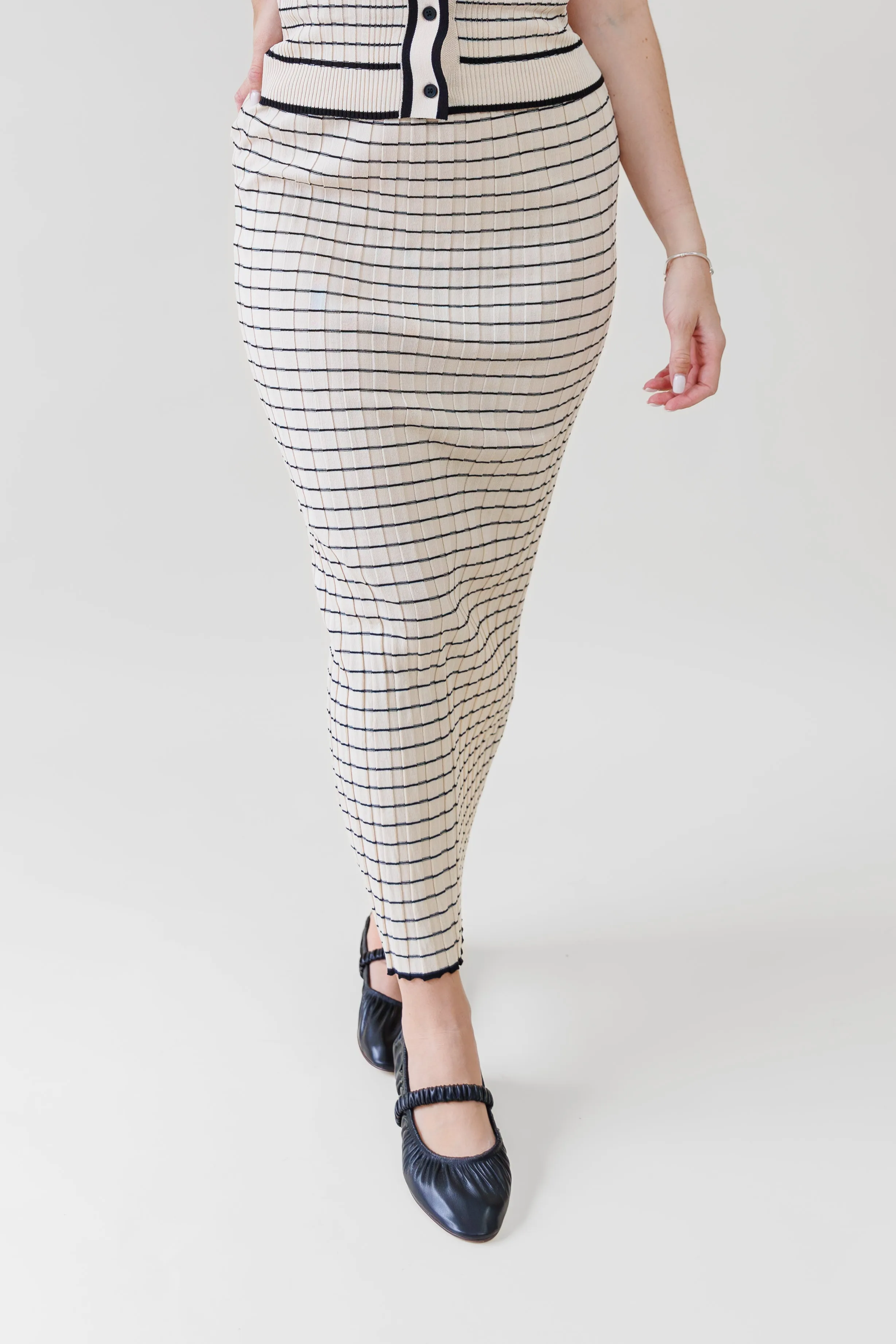 Ruching Details Eco conscious NOVA STRIPED SKIRT