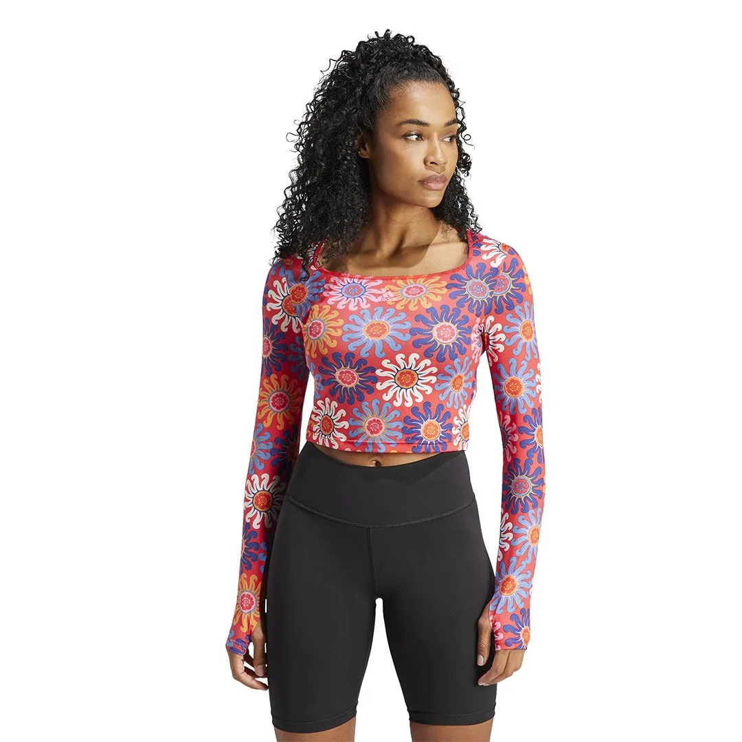 HighVisibility Trims Wrinkle Free Exterior adidas - Women's adidas x FARM Rio Crop Long Sleeve T-Shirt (IM2361)