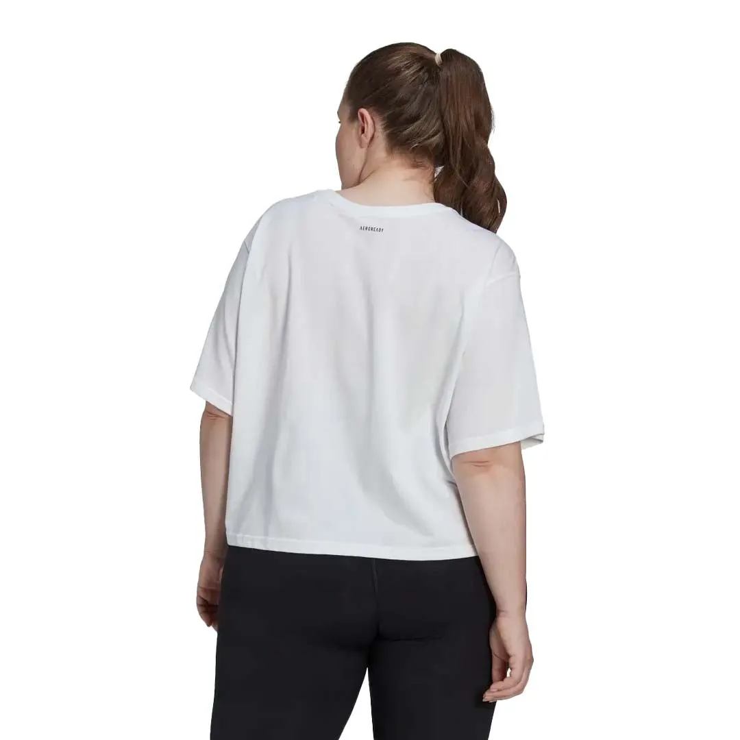 adidas - Women's Aeroready Crop Graphic T-Shirt (Plus Size) (HM1288) Flexible Zipper Guards Convertible Collar
