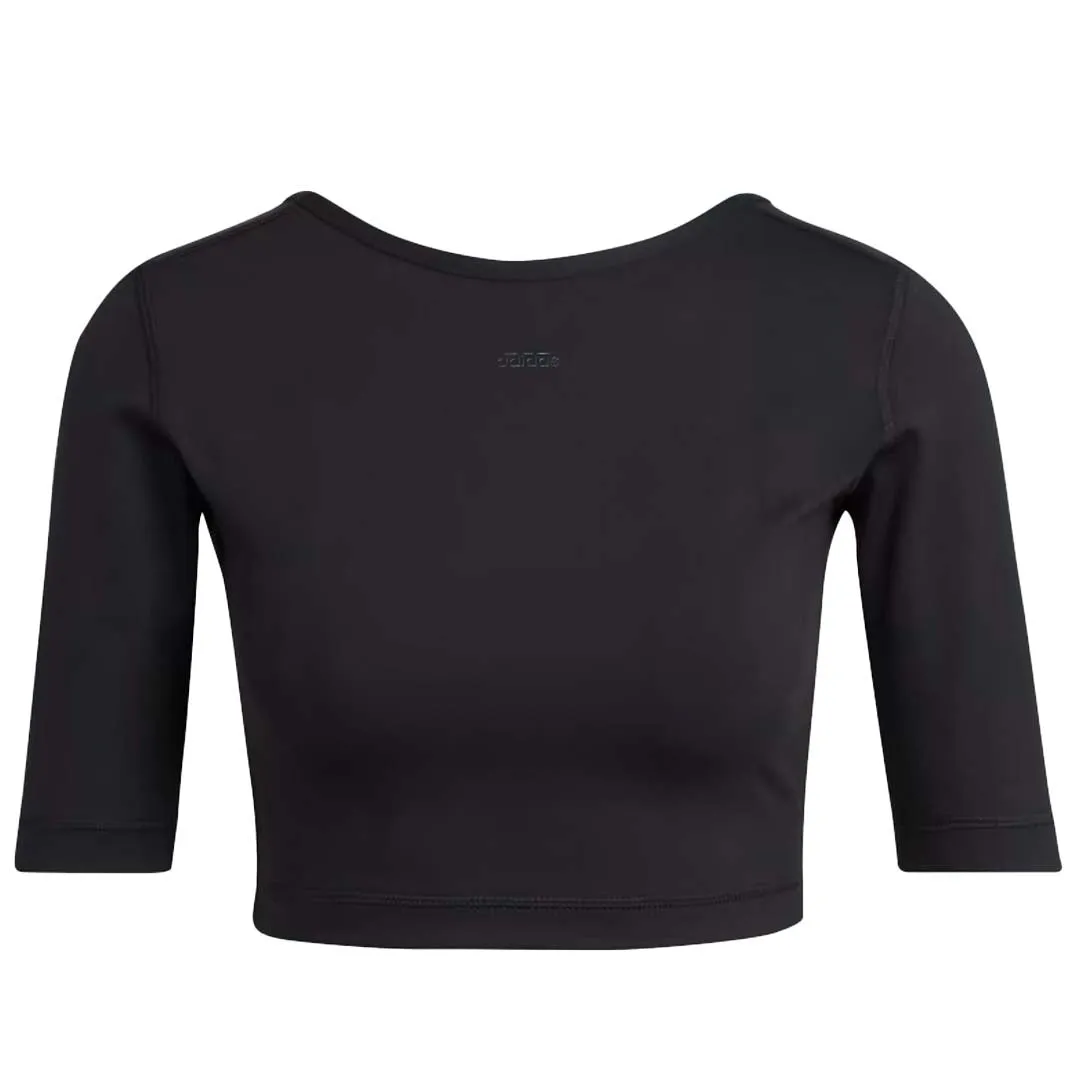 adidas - Women's Aeroready Studio Open-Back Cropped Top (HD8937) Leather Bits High End Look