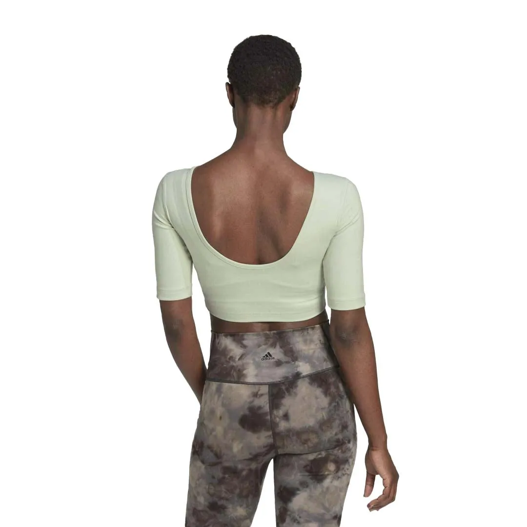 adidas - Women's Aeroready Studio Open-Back T-Shirt (HM7977) Recycled Material Blend Shrink Resistant Treatment