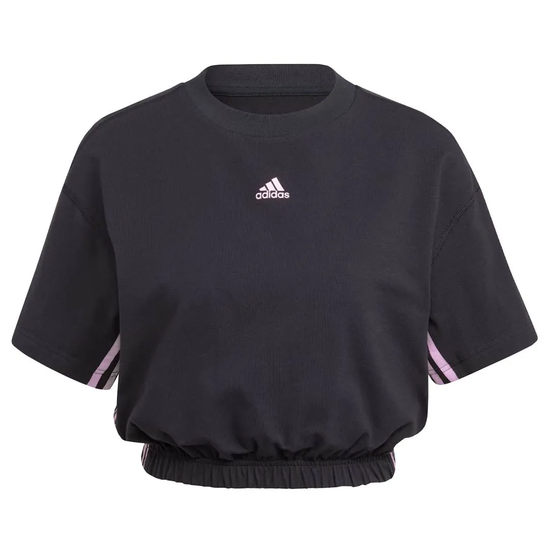 adidas - Women's Dance 3-Stripes Crop T-Shirt (IA3184) Sleek Utility Softshell Fabric
