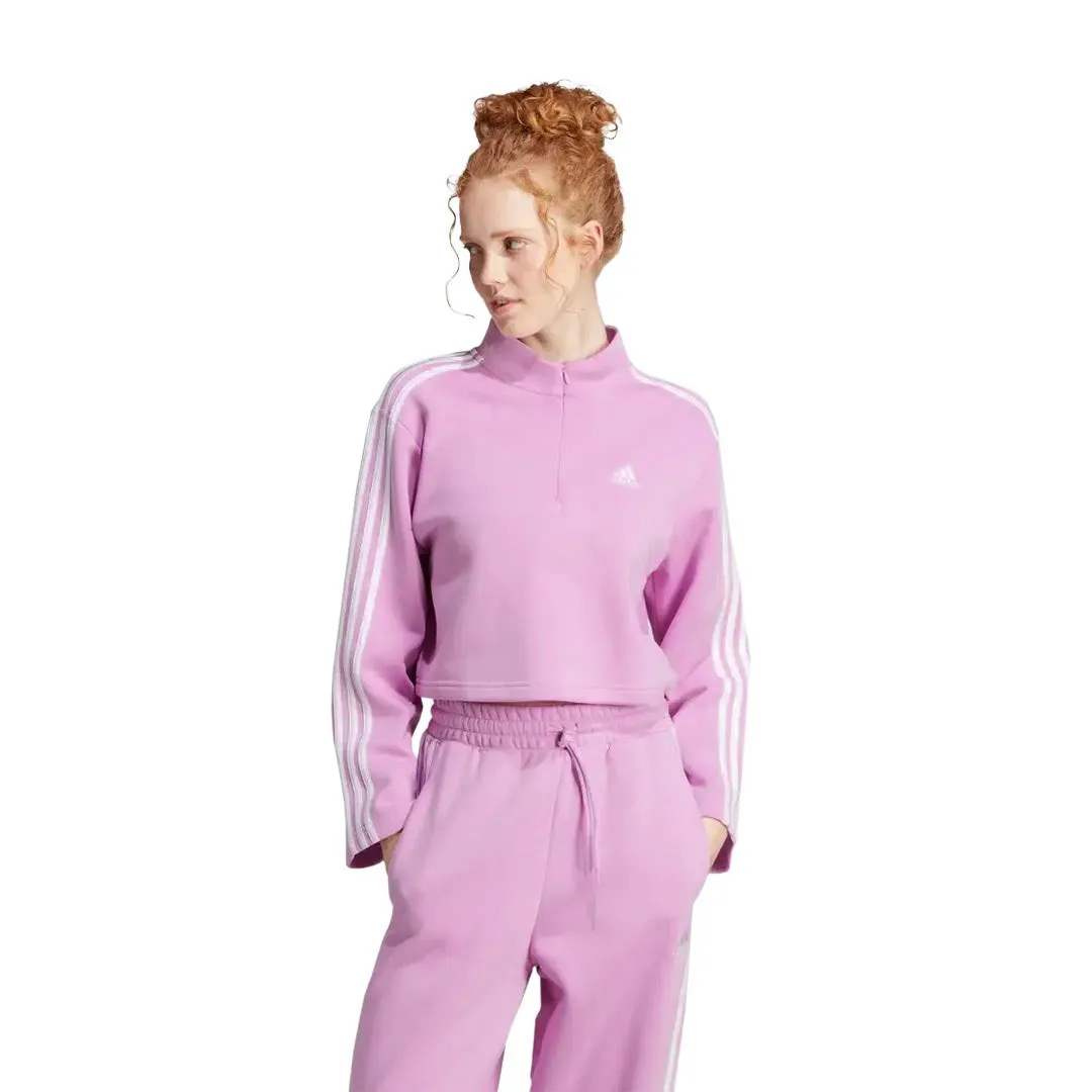 adidas - Women's Essentials 3-Stripes Fleece 1/4 Zip Sweatshirt (IK0458) Soft Touch Lining