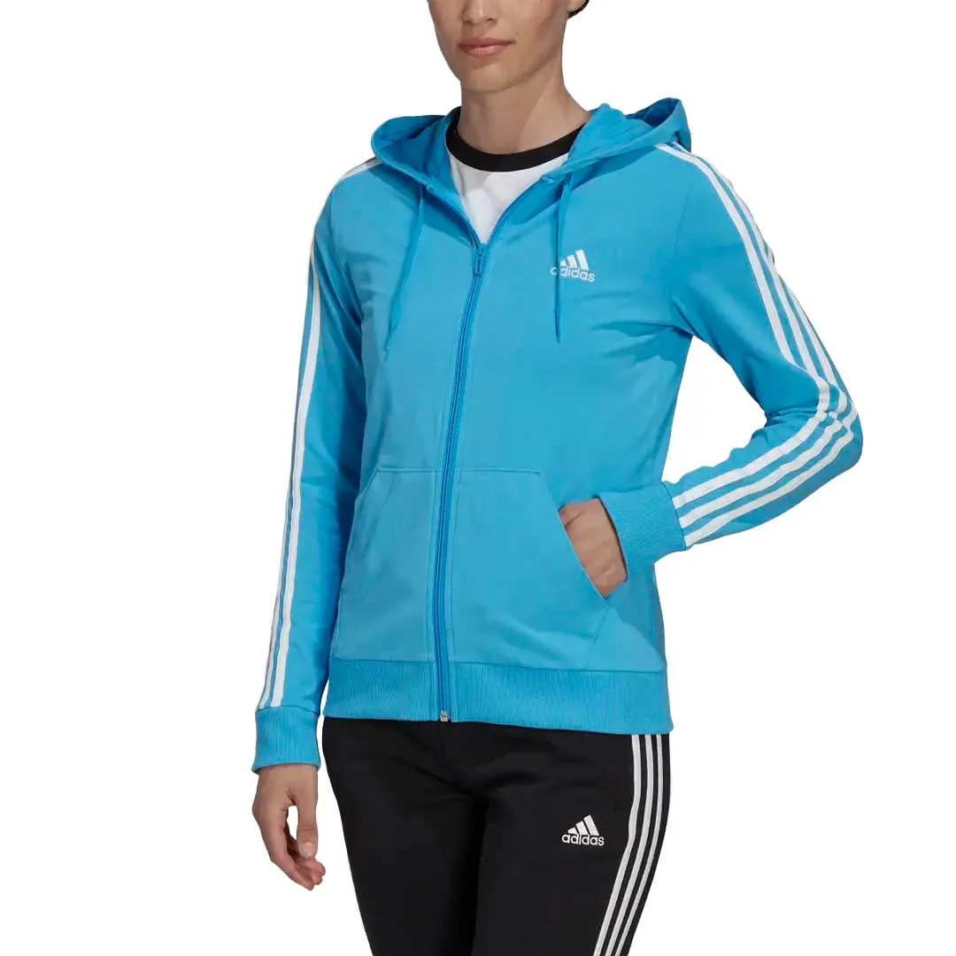 Elastic Binding Relaxed Fit Silhouette adidas - Women's Essentials 3-Stripes Full-Zip Hoodie (HL2057)
