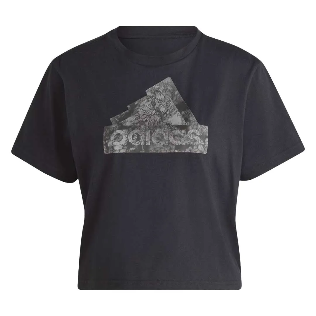 adidas - Women's Future Icons Graphic Crop T-Shirt (IM4255) Moisture Wicking Inner Layer HighNeckDesign