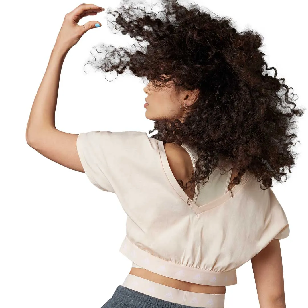 adidas - Women's Hyperglam Cropped Cotton T-Shirt (HZ9667) Cross Ventilation Panels NonChafing Seam Placement