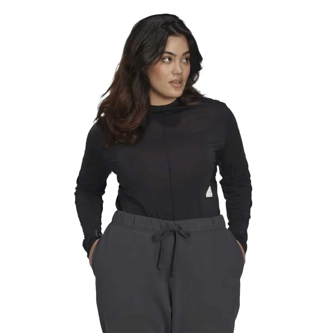 Active Daily Wear Double Layered Collar adidas - Women's Long Sleeve T-Shirt (Plus Size) (HK8058)