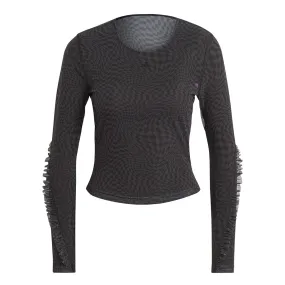 adidas - Women's Long Sleeve Yoga Shirt (HR5076) Elastic Hem Adjustment Flexible Shoulder Panels