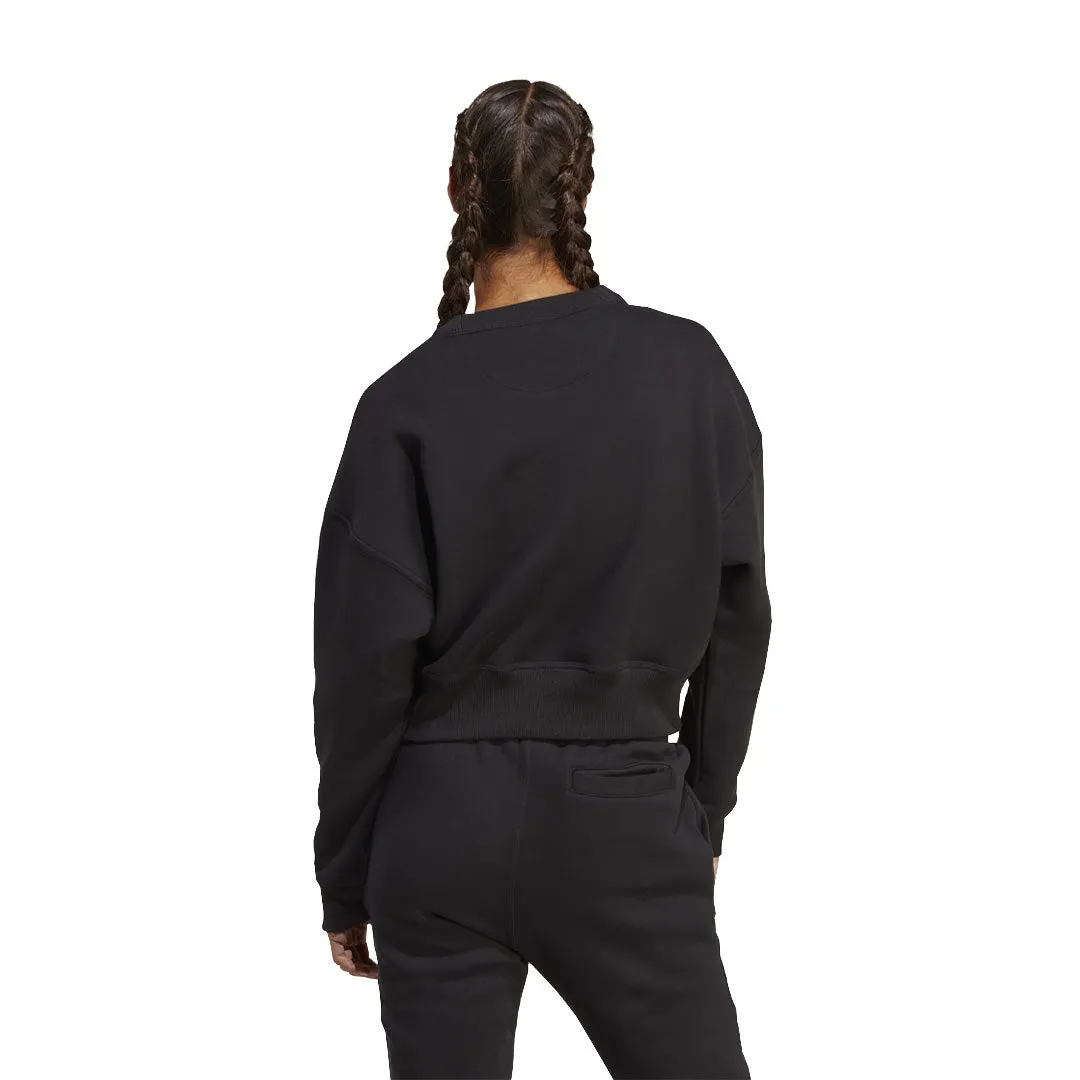 adidas - Women's Lounge Fleece Sweatshirt (HZ4379) Urban Hike Style Vegan Leather Accents