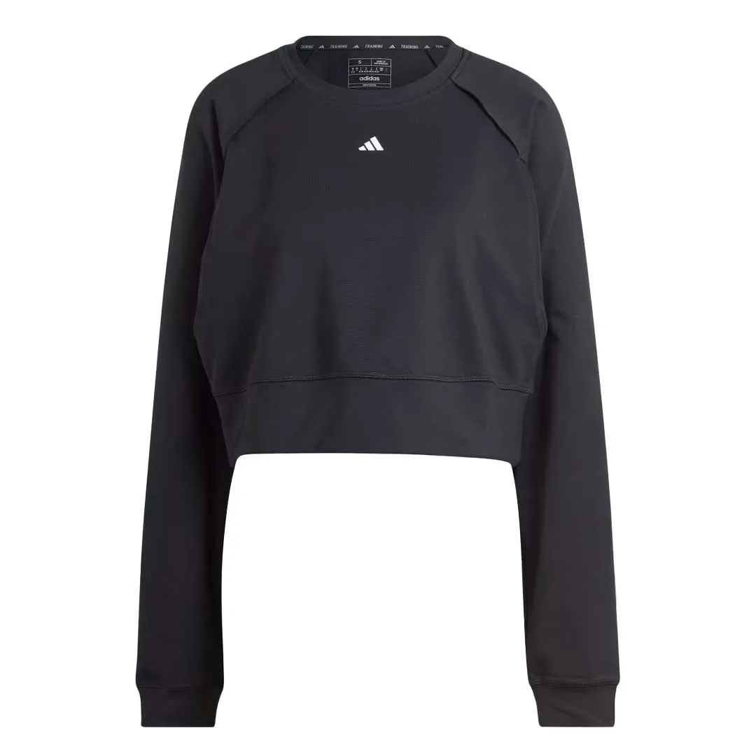 Long Sleeve Rubberized Trims adidas - Women's Power AEROREADY Crop Cover-Up Sweatshirt (IM2692)