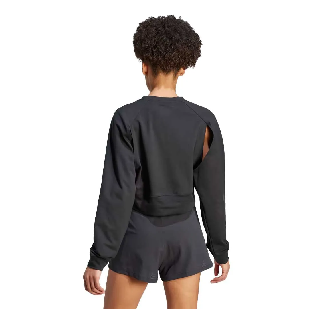 adidas - Women's Power AEROREADY Crop Cover-Up Sweatshirt (IM2692) Abrasion resistant Adjustable Hem