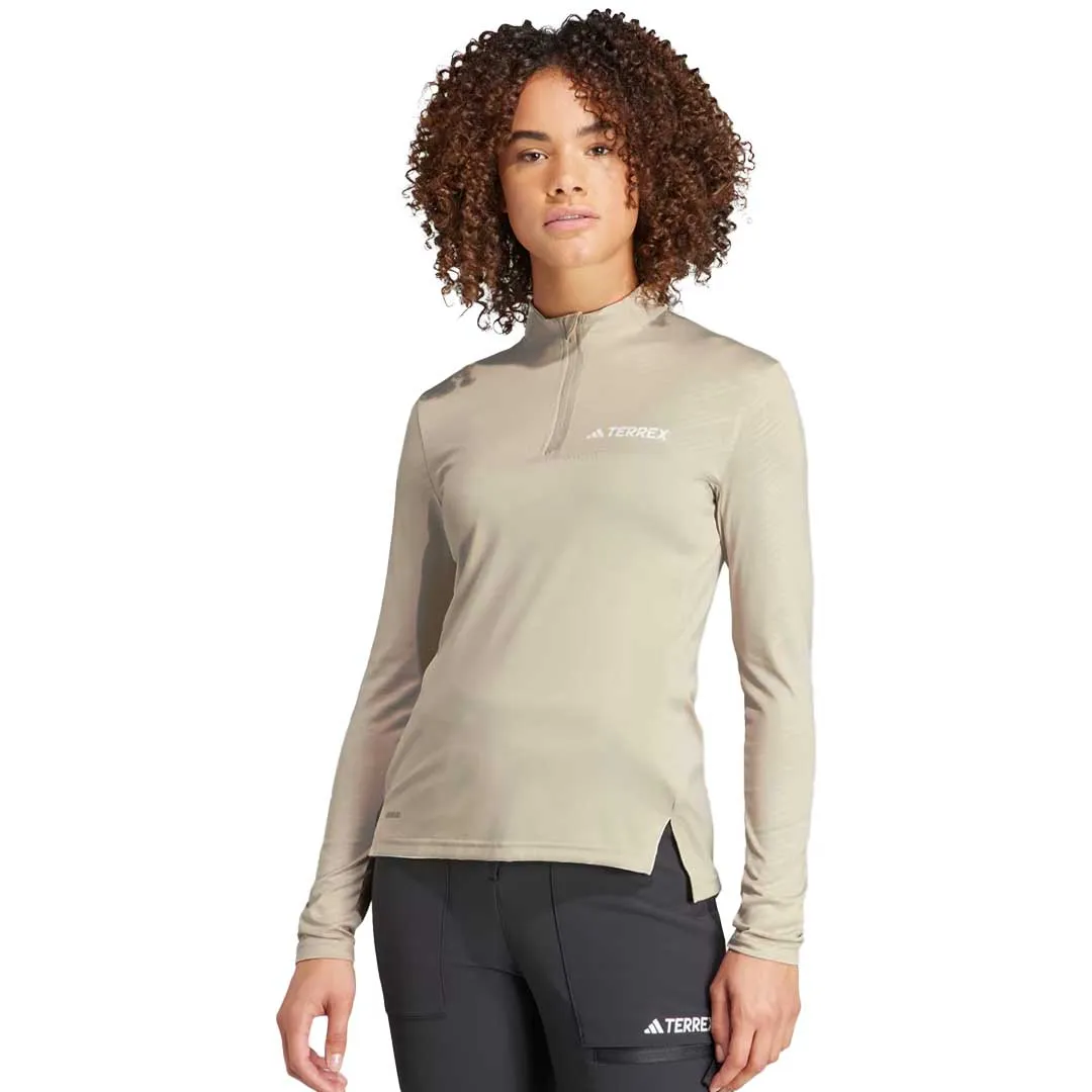 adidas - Women's Terrex Multi Half Zip Long Sleeve Top (HZ6265) Breathable Mesh Panels