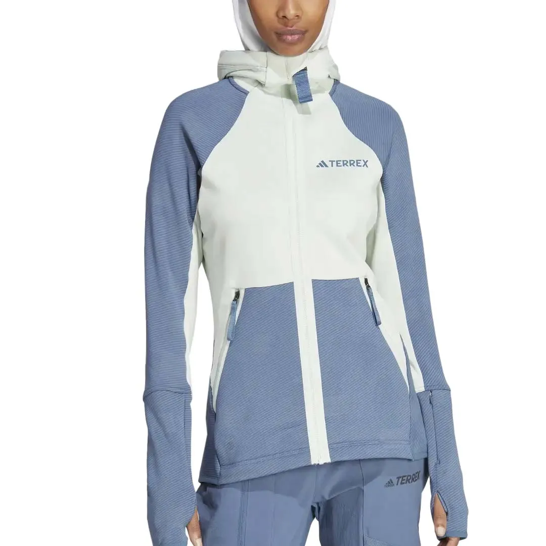 adidas - Women's Terrex Tech Flooce Hooded Jacket (HU1850) LowProfileStitching Noise Free Zippers