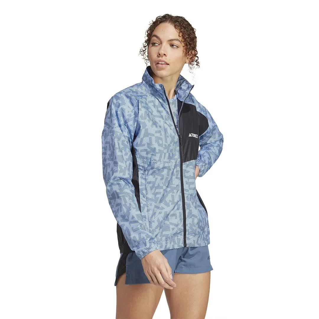 adidas - Women's Terrex Trail Running Windbreaker Jacket (HZ1320) Flexible Hood Design Pattern Print
