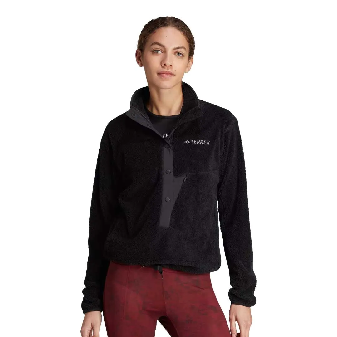 adidas - Women's Terrex Xploric High Pile Fleece Pullover Sweatshirt (IB6555) Soft Touch Texture