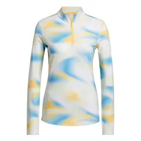 Ergonomic Shoulder Cut Travel Ready adidas - Women's Ultimate365 Printed 1/4 Zip Mock-Neck Long Sleeve Polo (IP4259)