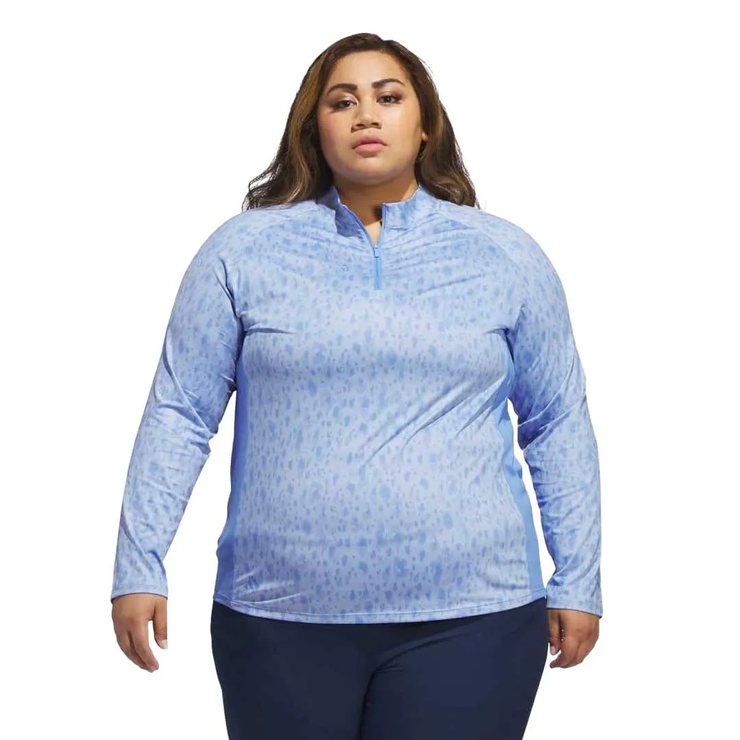 adidas - Women's Ultimate365 Quarter Zip Long Sleeve Golf Polo (Plus Size) (HT1248) ContouredShoulderFit Comfort Stretch Fabric