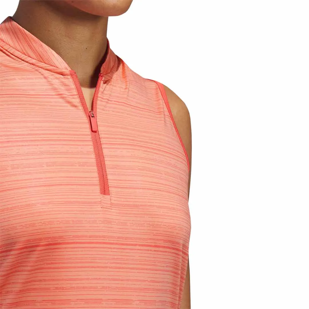 adidas - Women's Ultimate365 Stripe Sleeveless Polo (IT7210) Transitional Weather Piece Zippered Closures