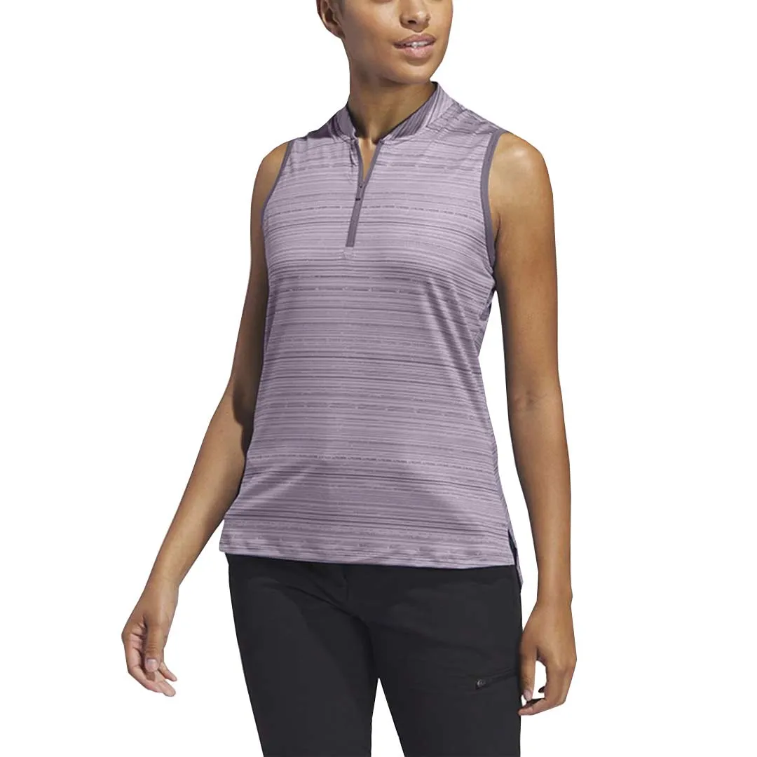 adidas - Women's Ultimate365 Stripe Sleeveless Polo (IV9270) Anti Pilling Textile HighCollarDesign