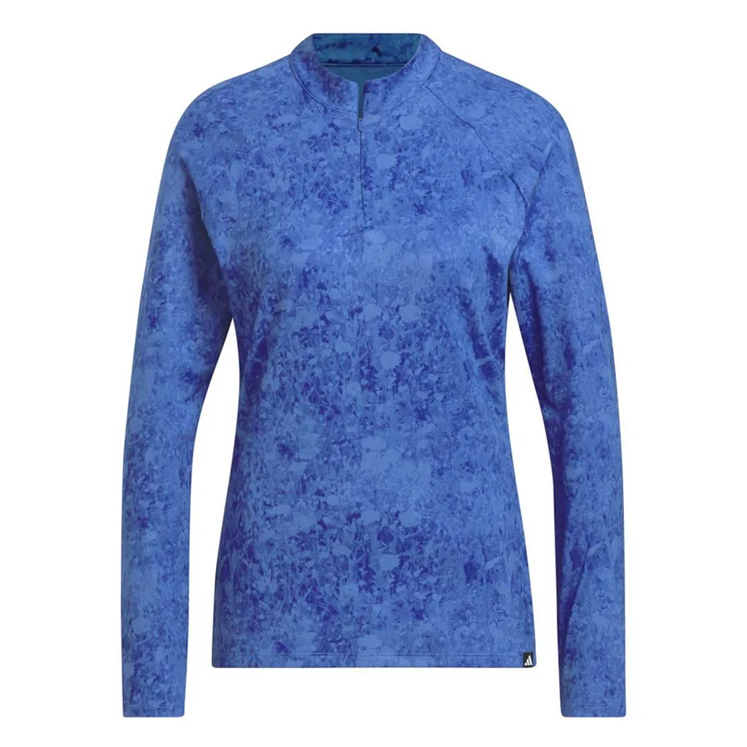 adidas - Women's Ultimate365 Tour Long Sleeve Printed 1/4 Zip Polo (HT1230) Relaxed Daily Style