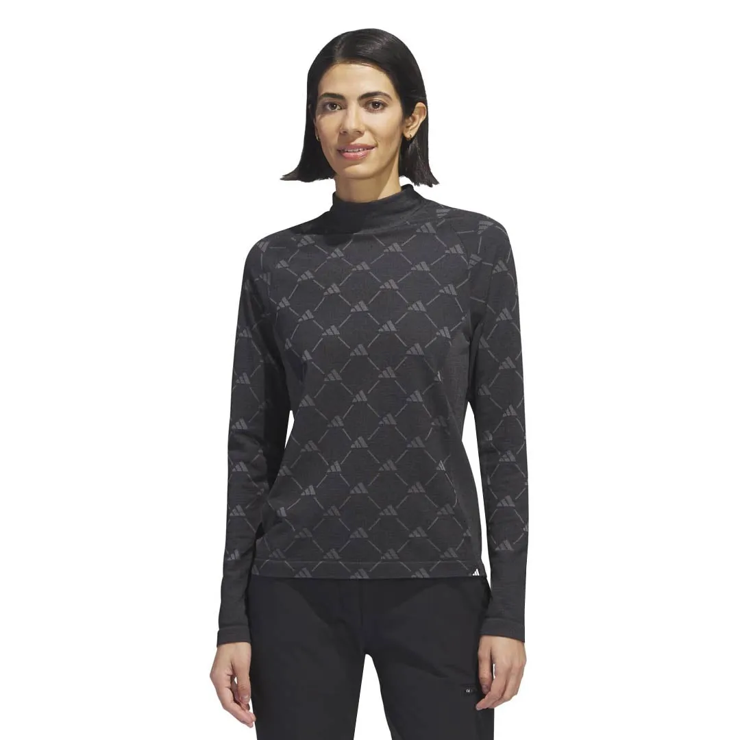 adidas - Women's Ultimate365 Tour Monogram Mock Neck Long Sleeve T-Shirt (HY7211) Matte Fabric