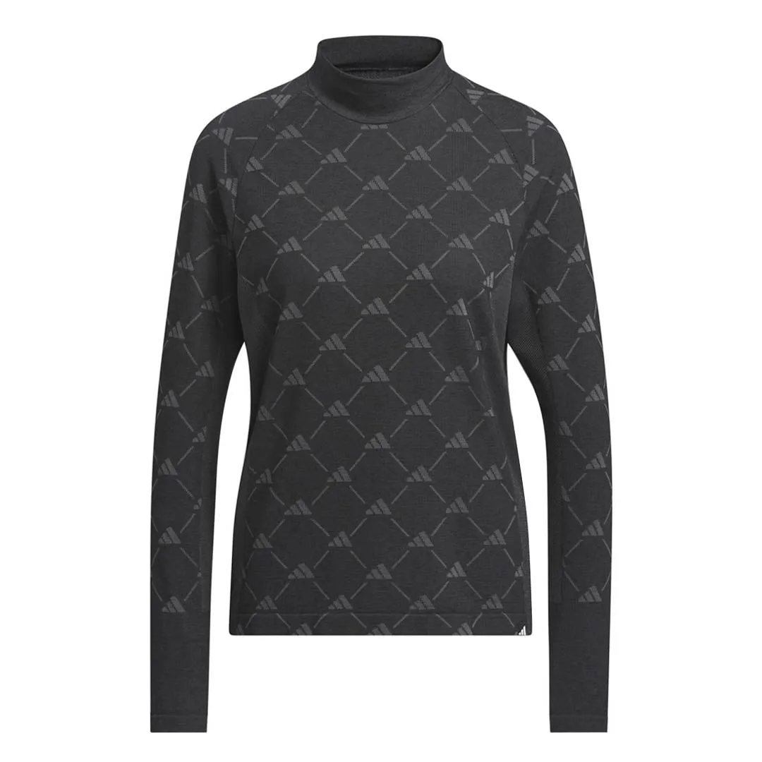 Daily Commute Clean Minimal Look adidas - Women's Ultimate365 Tour Monogram Mock Neck Long Sleeve T-Shirt (HY7211)