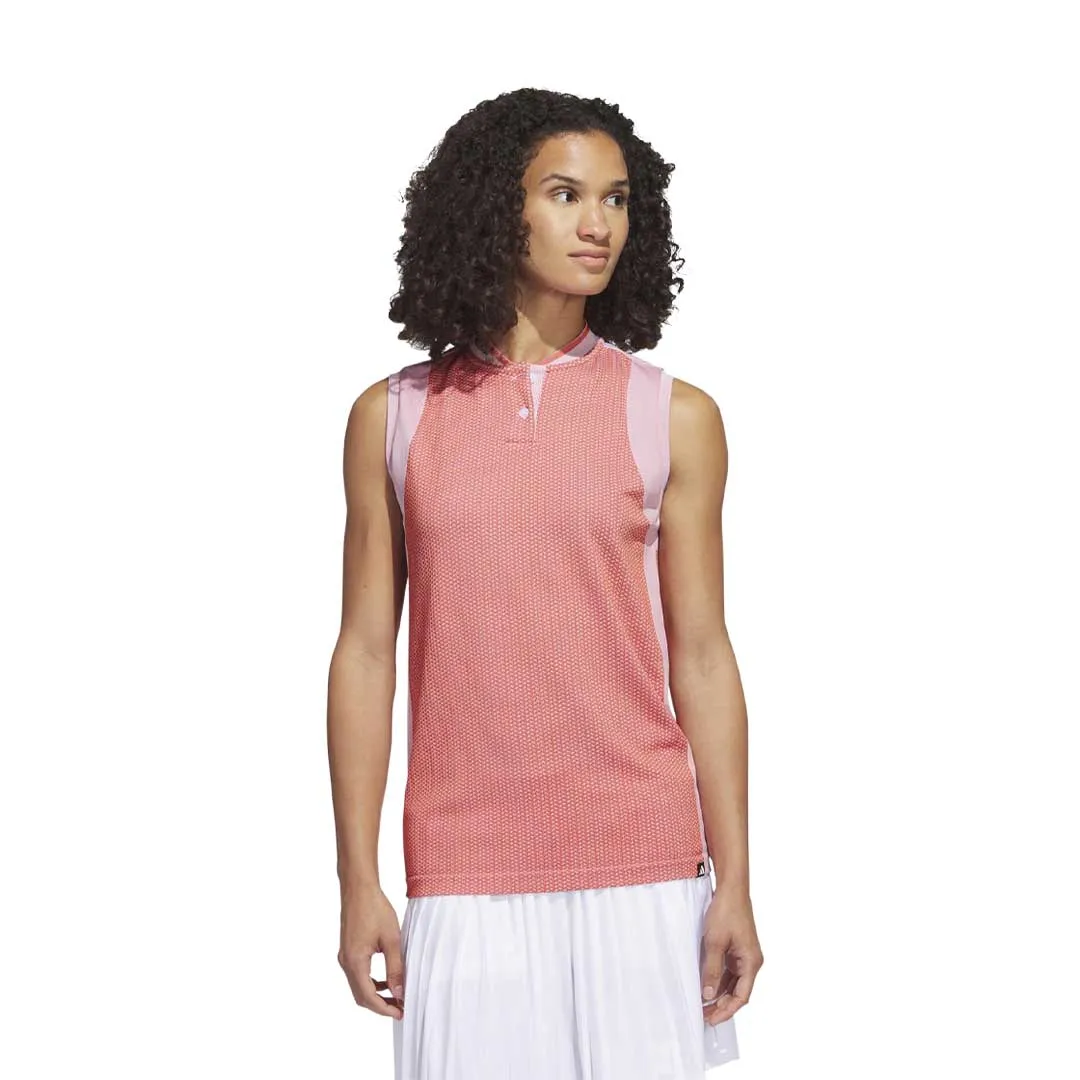 adidas - Women's Ultimate365 Tour Sleeveless Primeknit Golf Polo (HS8948) Layered Collar Design Textured Finish
