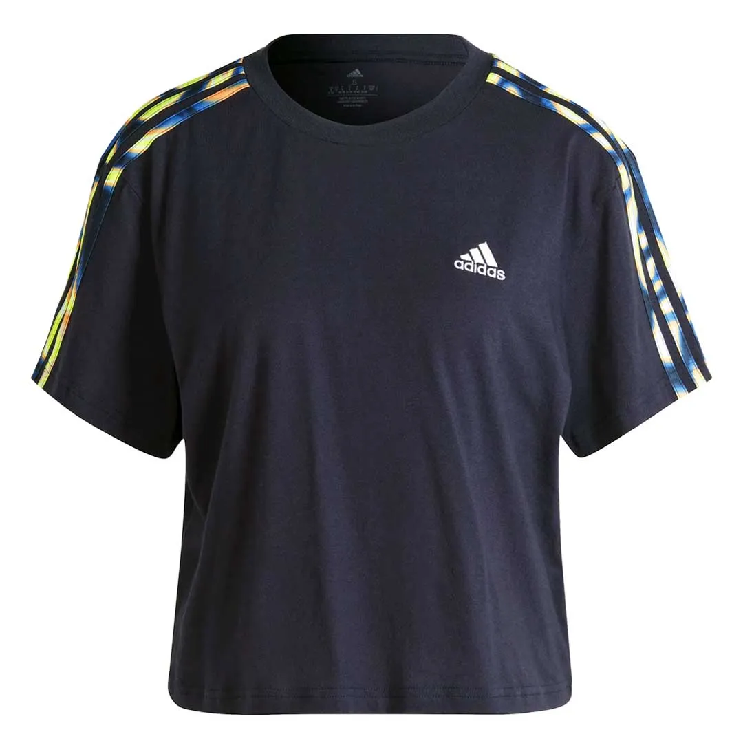 LightPadding adidas - Women's Vibrant Print 3-Stripes Cotton Crop T-Shirt (IL5868)