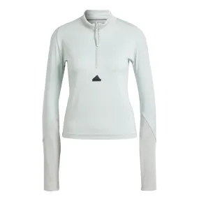 adidas - Women's Z.N.E. 1/2 Zip Long Sleeve T-Shirt (IM4919) Magnetic Fasteners RubberizedTrim