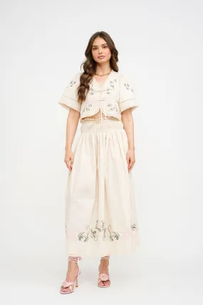 SIVAN FLORAL EMBROIDERED MIDI SKIRT Urban Edge