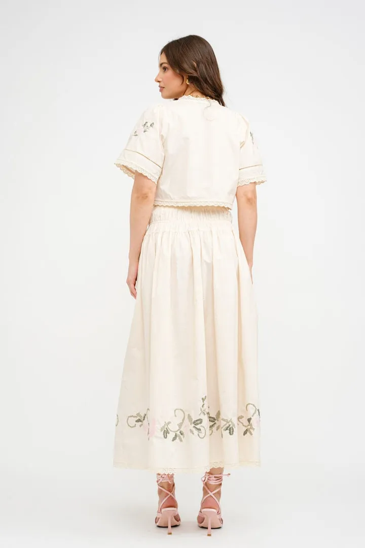 Modern Design SIVAN FLORAL EMBROIDERED MIDI SKIRT