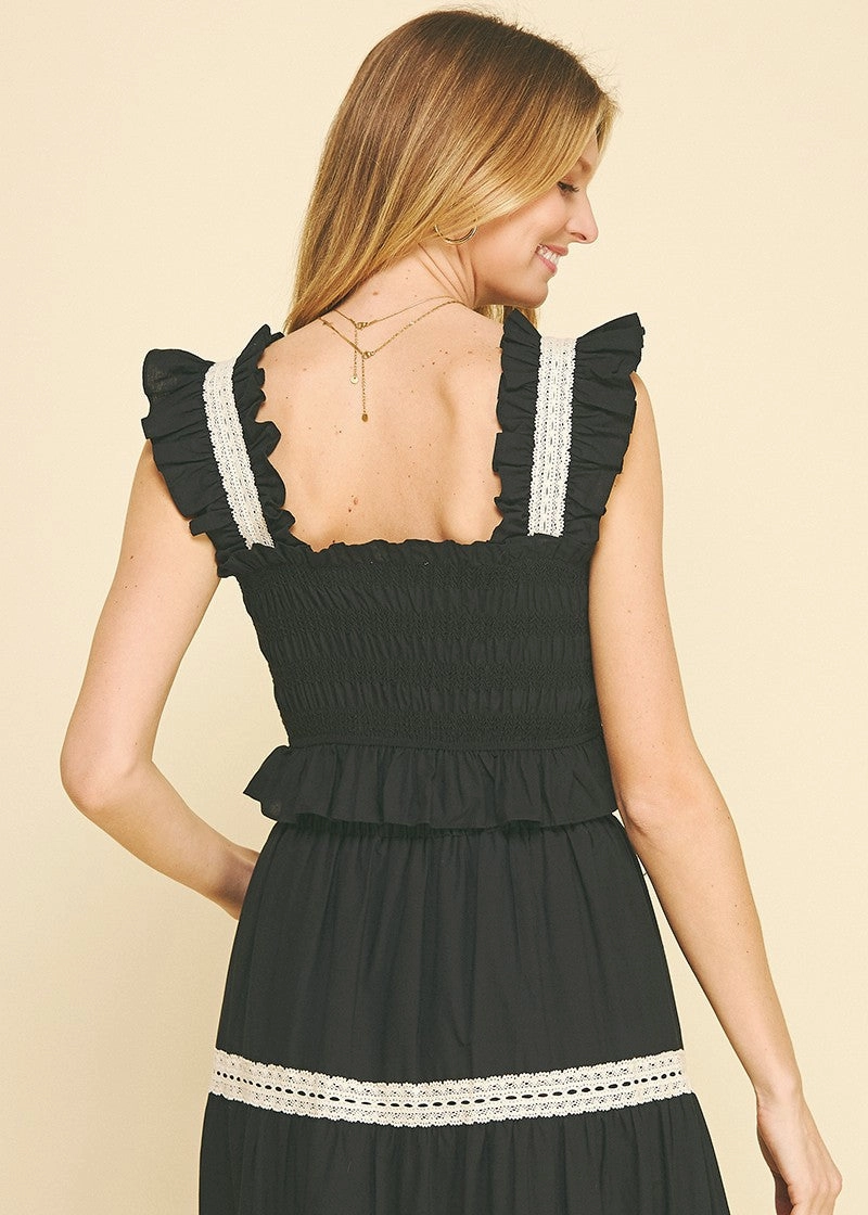 single - wheel drive Soft Shell Fabric NORA LACE EMBROIDERED CAMI TOP