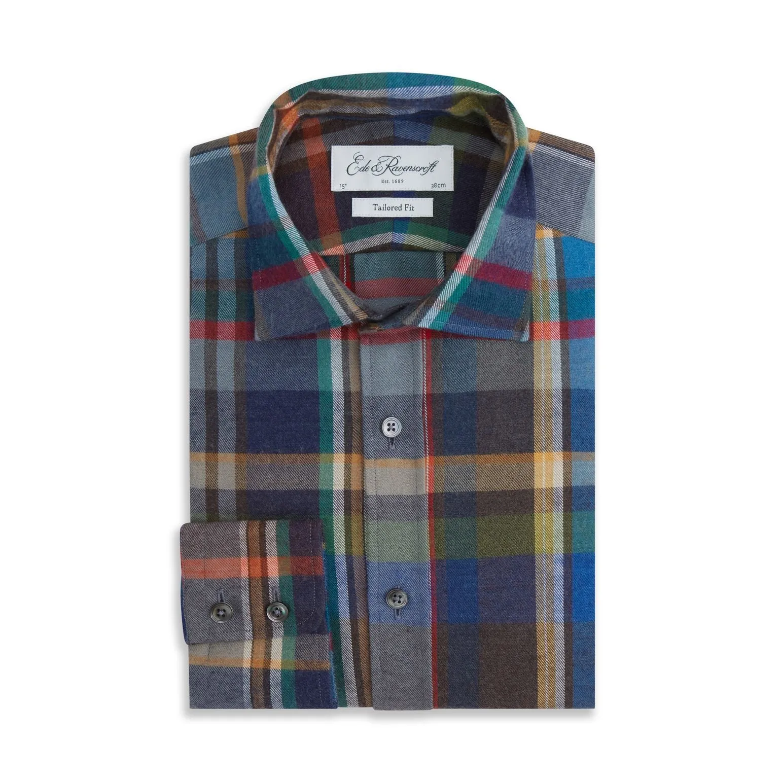Alex Multi Plaid Check Shirt Contrast Stitch Glossy Texture