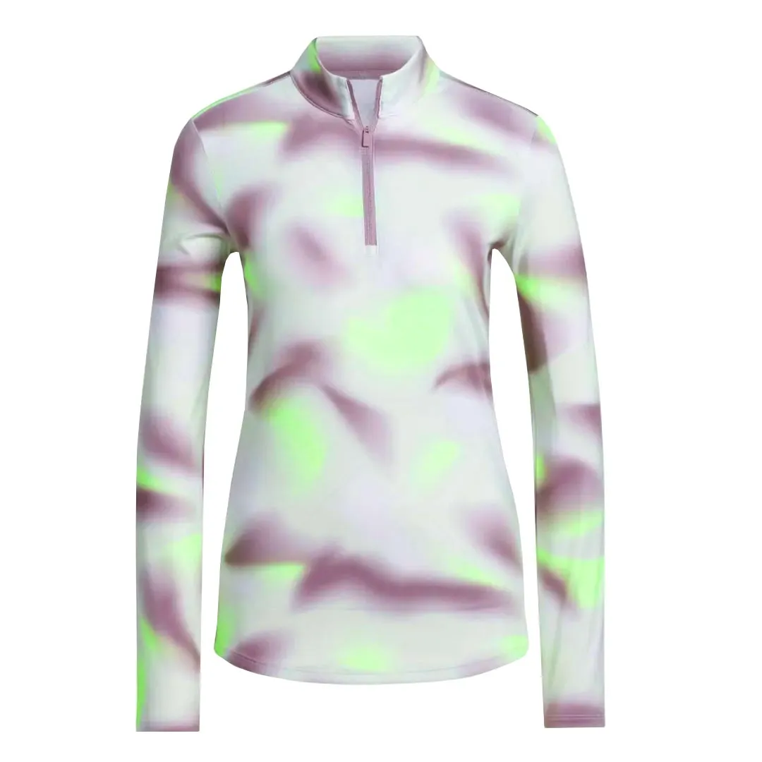 Cozy Hood Detail adidas - Women's Ultimate365 Printed 1/4 Zip Mock-Neck Long Sleeve Polo (IP4258)