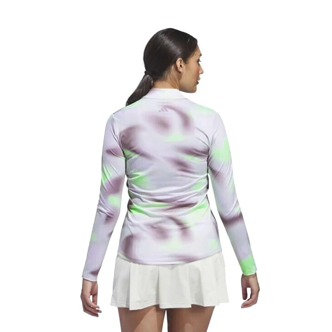 adidas - Women's Ultimate365 Printed 1/4 Zip Mock-Neck Long Sleeve Polo (IP4258) Non Chafing Neckline