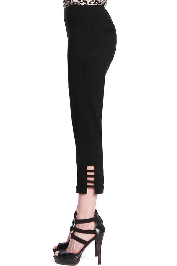 SLIMSATION Black Pull On Capri Jeans Form Fitting