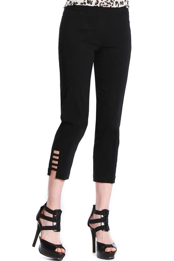 SLIMSATION Black Pull On Capri Jeans Sweat Resistant Side Pockets