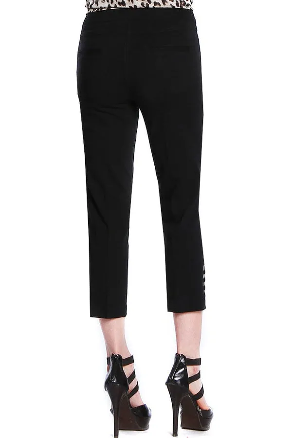 Stretch Layer Fit SLIMSATION Black Pull On Capri Jeans