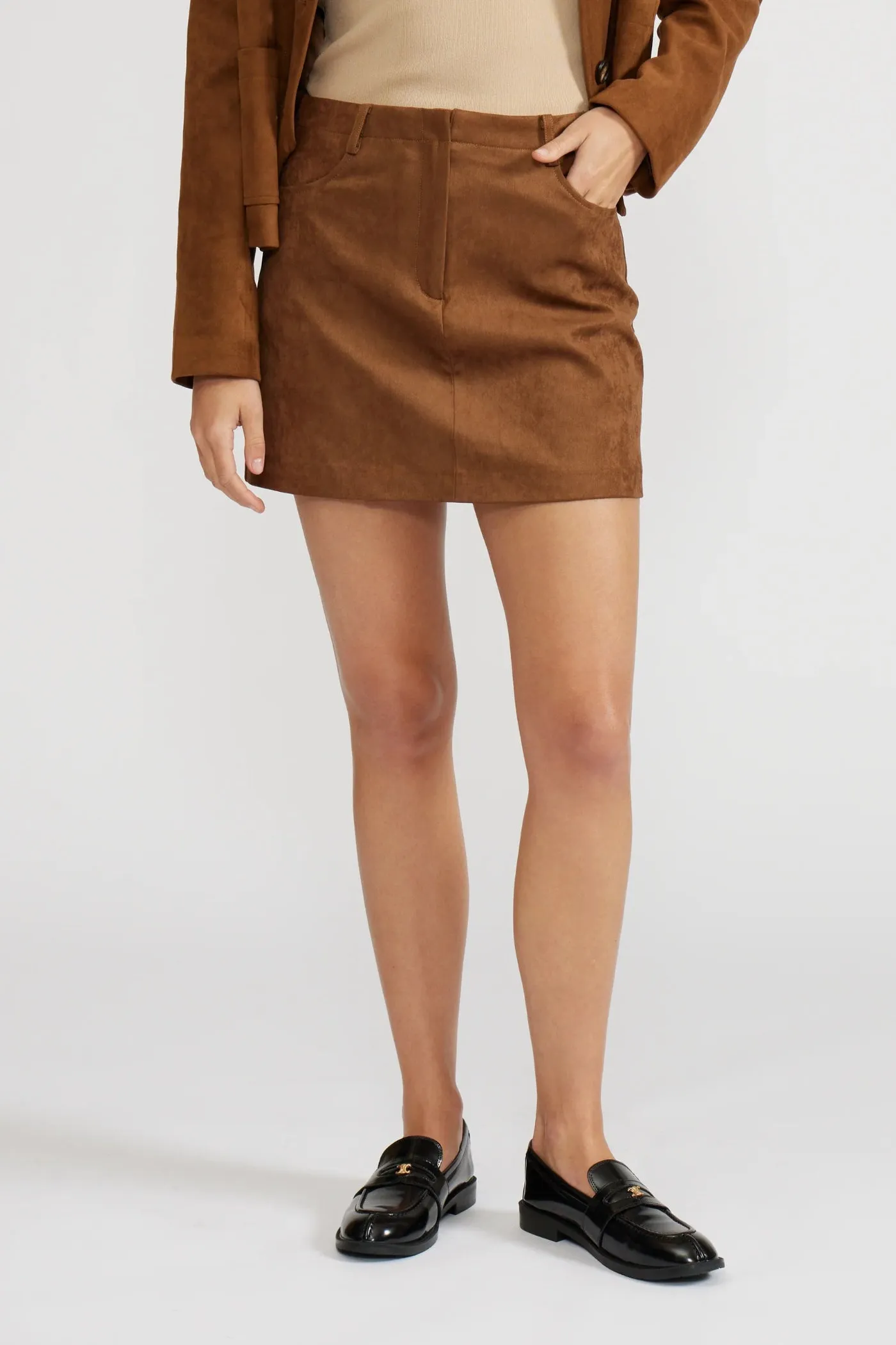 Minimal Design Mood Dressing DARRY SUEDE MINI SKIRT