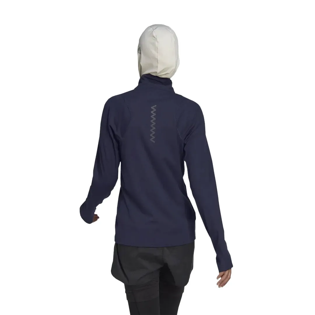 adidas - Women's Run Fast Long Sleeve 1/2 Zip Sweatshirt (HK9017) DoubleLayeredHem