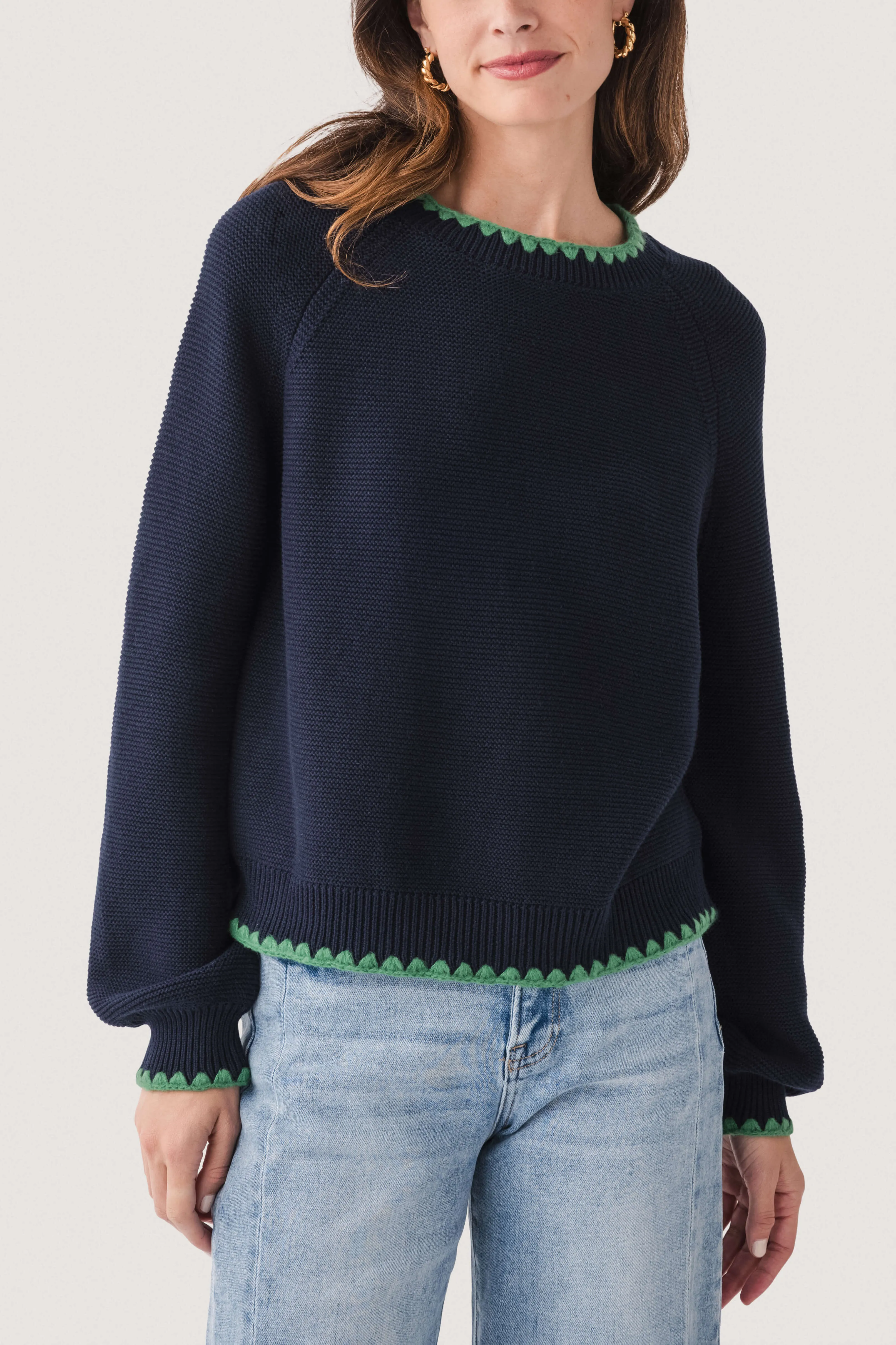 Comfortable Design &Merci Contrast Scallop Detail Sweater