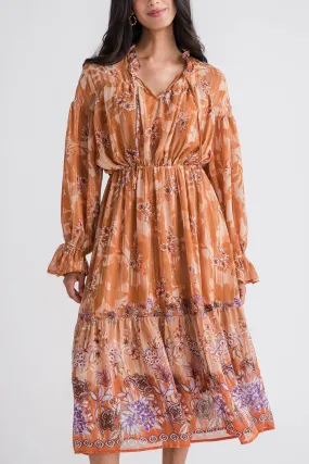 Effortless Pair &Merci Floral Border Print Midi Dress