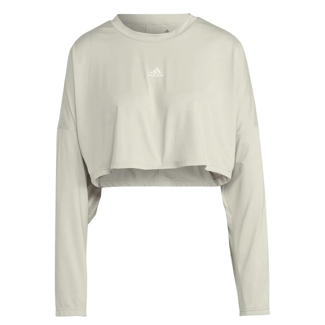 adidas - Women's Oversized Hyperglam 3-Stripes Sweatshirt (HK2584) Fringe Detail AntiStatic Lining