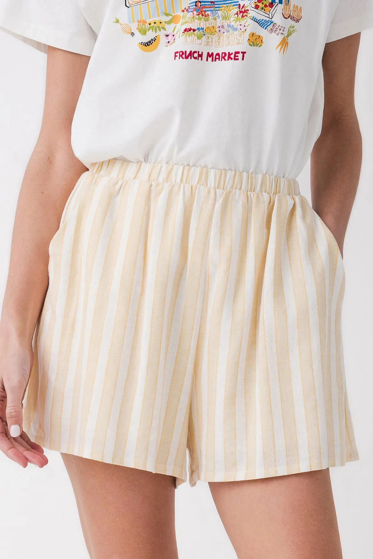 By Together Salvador Striped Linen Short Reflective Safety Detailing