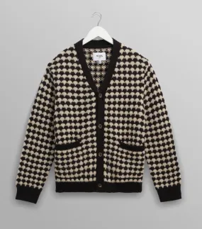 Black Ecru Walker Cardigan Smooth zipper closure