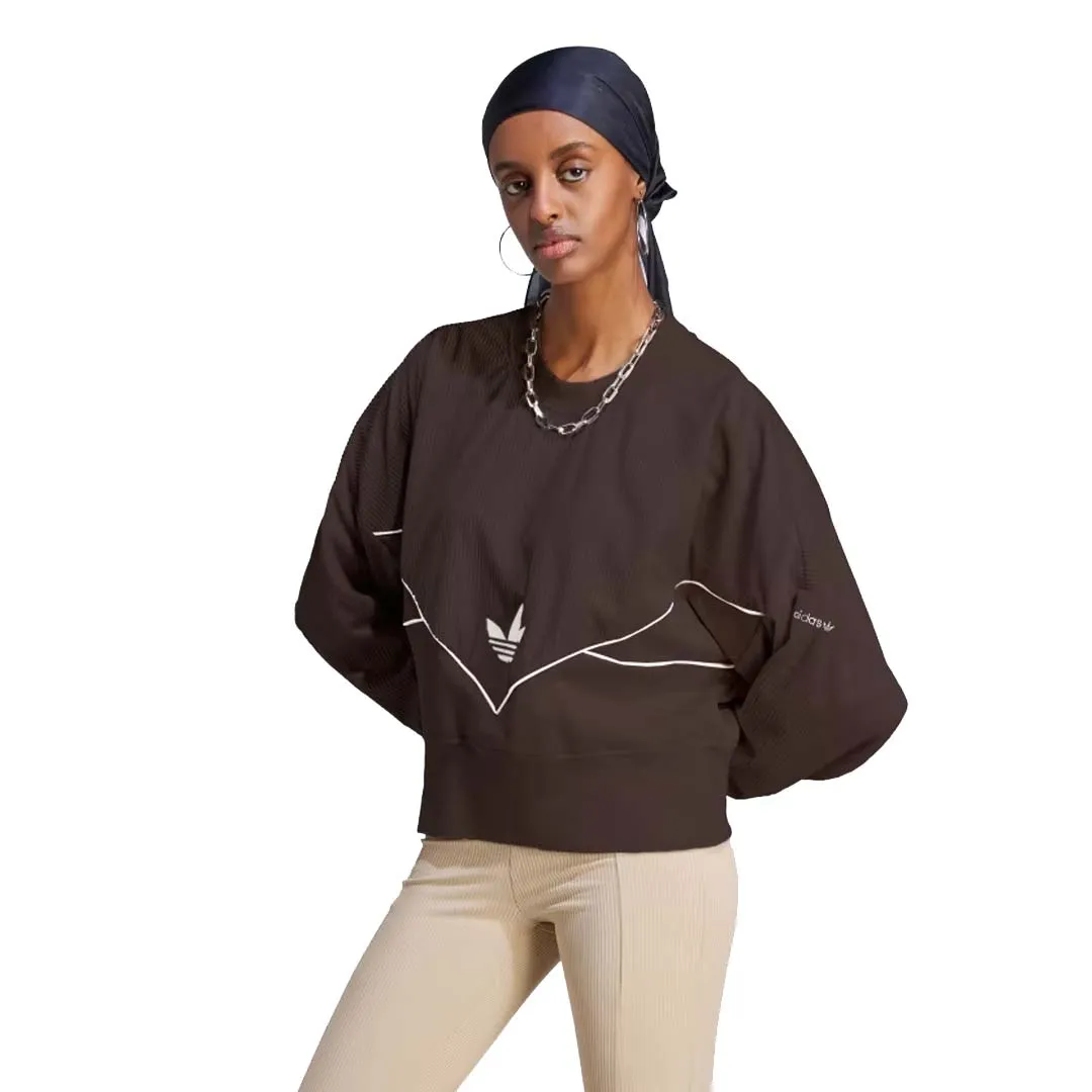 High Neck Ergonomic Drape adidas - Women's Corduroy Mix Material Sweatshirt (II8082)